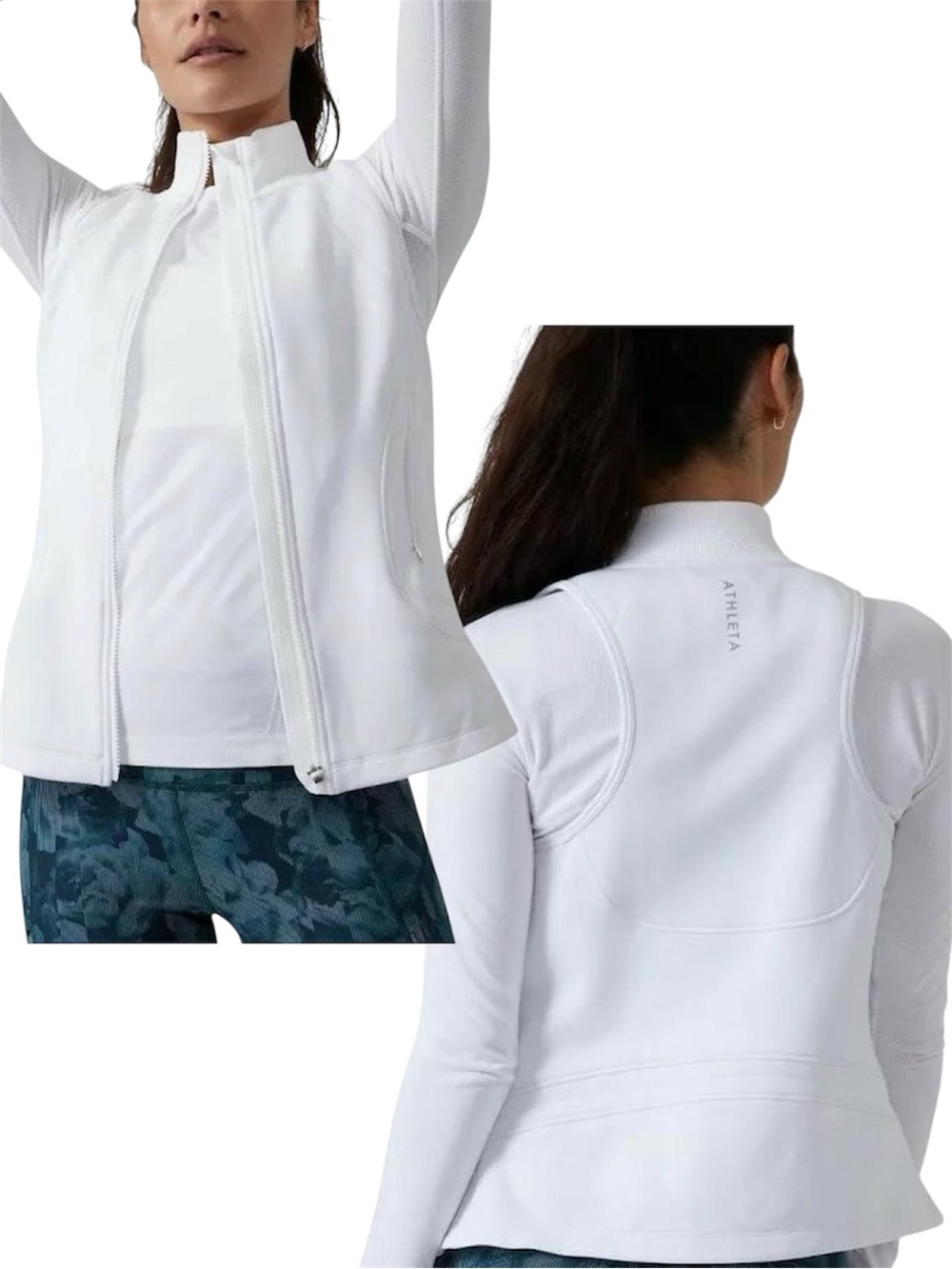 Athleta white Evolve Fleece zip up vest size small